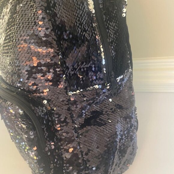 Younique Sequin Backpack Black Silver - Picture 5 of 6
